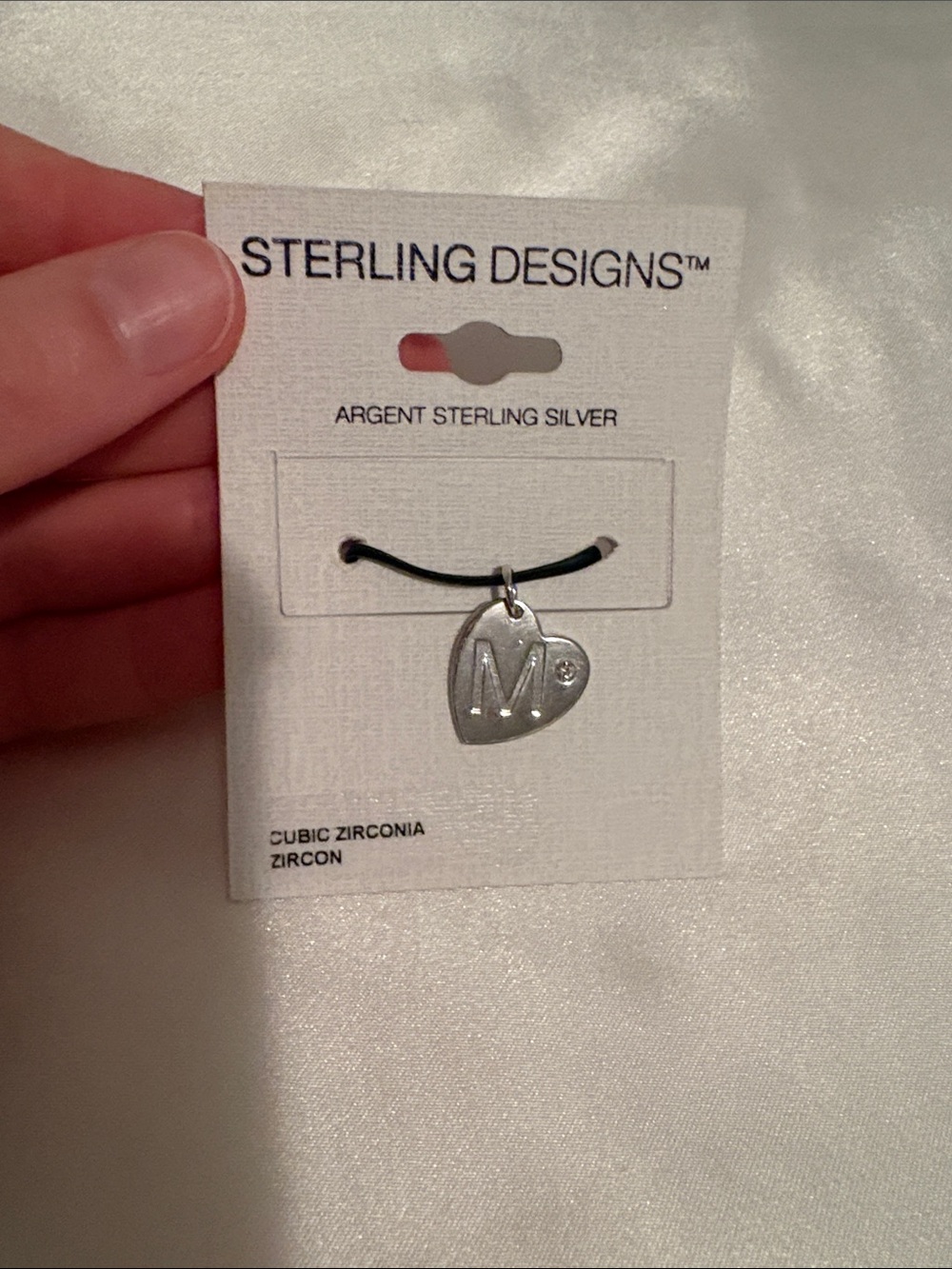 Sterling Silver Heart 'M' Pendant Necklace